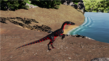Troodon Fluchwächter – schwarzer URZEITFLUCH-Exklusivskin mit glühend roter Pattern-2-Zeichnung